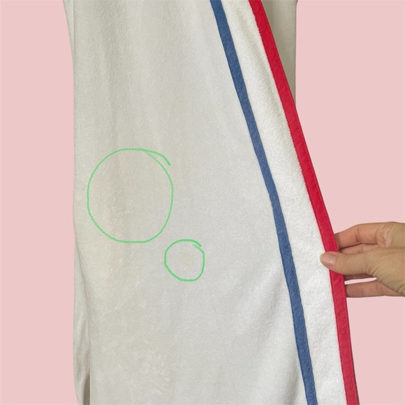 Vintage 70s Terry Cloth Pool Spa Retro Resort Wrap Robe White Rainbow Loungewear - Picture 11 of 13